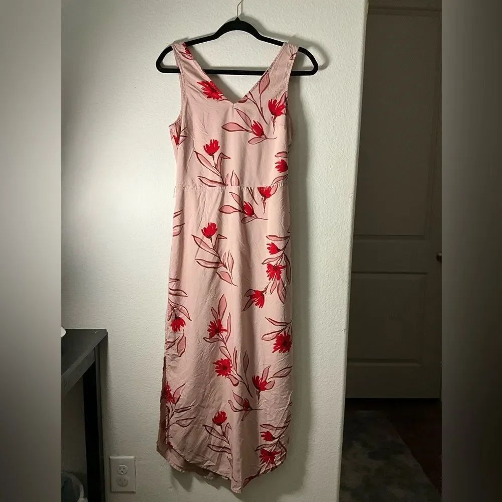 a new day Pink Maxi Dress with Red Floral Print